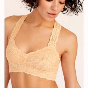 Free People Orangesicle Galloon Lace Floral Racerback Bralette Size XS